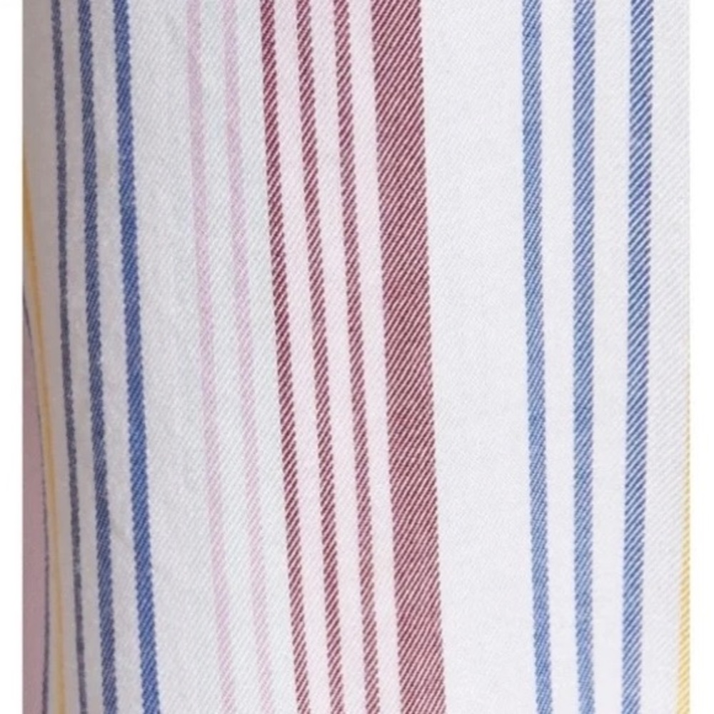Beach Lunch Lounge Linen Rainbow Brooklyn Womens Stripe Tie-Front Button-DownTop - Picture 6 of 16